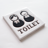 トイレサイン マトリョーシカ(モノクロ) - タイル工房コルメーナ